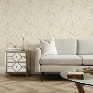 Zara Wallpaper In Cream And Gold