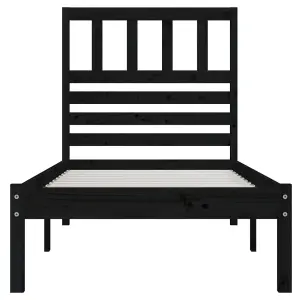 Berkfield Bed Frame Black Solid Wood Pine 100x200 cm