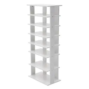 7 Tiers White Vertical Household Space Saving Shoe Rack Entryway Shoe Storage Shelf Unit