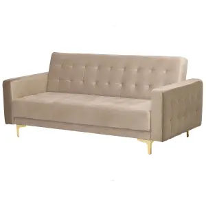 Modular Velvet Living Room Set Sand Beige ABERDEEN