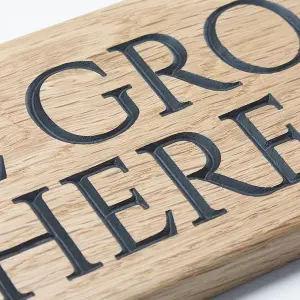 Peak Heritage Engraved Oak Sign 30cm - Love Grows Here