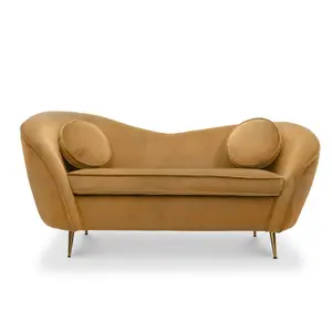 2 Seater Loveseat Small Sofa in Velvet Gold