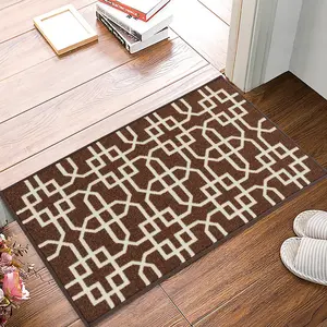 Smart Living Heavy Duty Machine Washable Runner for Hallway, Kitchen Non Slip Floor Mats, Door Mat 80cm x 150cm - Brown Cream