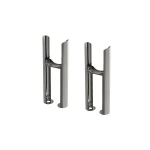 Right Radiators Pair of Raw Metal Floor Mounting Feet for Cast Iron Tranditional 2 Column Radiator