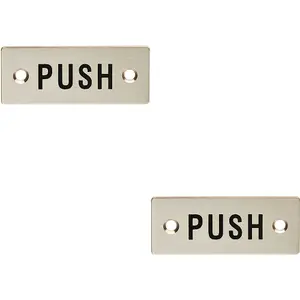 2x Rectangular Door Push Sign 75 x 30mm Satin Stainless Steel Door Plate