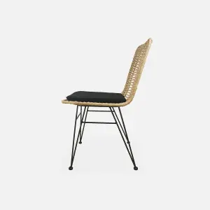 sweeek. Pair of high-backed rattan dining chairs Cahya Black 57x44x84 cm