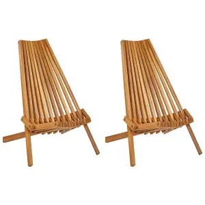 Set of 2 Garden Chairs BELLANO Acacia Wood Light Wood