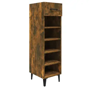 Shoe Cabinet Smoked Oak 30x35x105 cm Engineered Wood