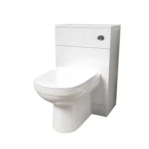 Nes Home 500mm WC Unit & Round Back To Wall Ceramic Toilet With Cistern