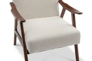 Teddy Boucle Fabric White Selma Accent Chair