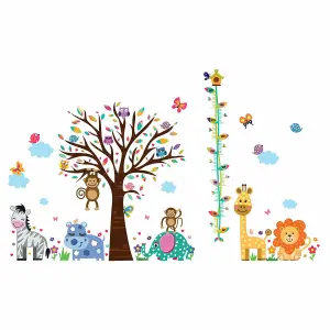 Walplus Animal Zoo, Height Chart, Butterfly, Colourful, Tall, Wall Decor, Nursery, Baby Kids Sticker PVC Multicoloured