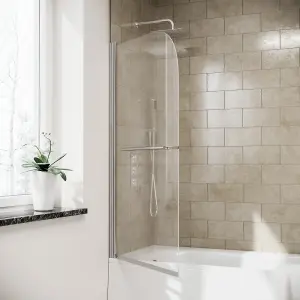 Nes Home Denver Frameless Bath Shower Screen with Glass Swing Door and Towel Bar