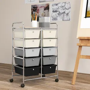 Costway 10 Drawers Storage Trolley Mobile Rolling Utility Cart Home Office Organizer