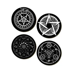 Grindstore Pentagram Coaster Set (Pack of 4) Black/White (One Size)