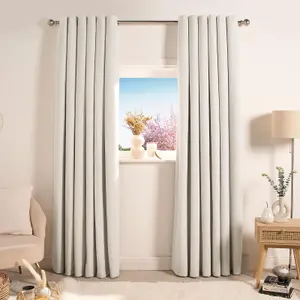 OHS Eyelet Blackout Pair Ready Made Curtains, Cream - 66" x 90