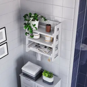 Hayle Matt White Wood Rectangular Wall-mounted Bathroom Shelf (D)20cm (H)53cm (L)20cm