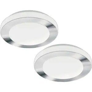 2 PACK Wall Flush Ceiling Light Colour White Chrome Shade White Plastic LED 11W