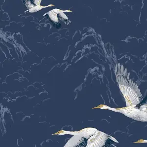 Laura Ashley Animalia Midnight Animal Smooth Wallpaper Sample