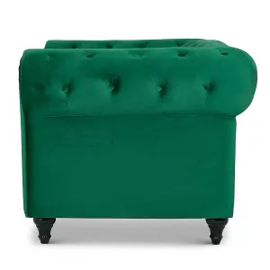 Velvet Chesterfield Arm Chair - Jade Green