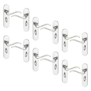 URBNLIVING 150mm Length 12 Pcs Geneva Scroll Metal & Polished Nickel Lever Latch Door Bathroom Handle Set