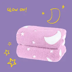 HILLINGTON Glow in the Dark Fleece Blanket - Soft Flannel Fleece Blanket, Perfect Gift for Kids Bedroom