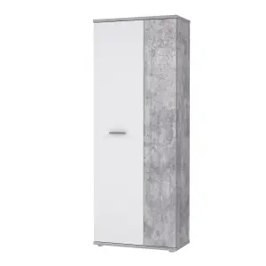 FURNICOMP Variant Multipurpose White and Grey Tall 2 Door Storage Utility Cupboard