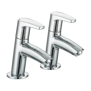 Bristan Orta 1/2 Chrome Basin Taps Pair Deck Mount Bathroom Tap Sinks Ceramic