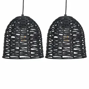 First Choice Lighting Set of 2 Kleo Dark String Pendant Lightshade