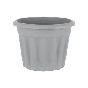 Wham 4x Vista Plastic Planter, Round Garden Plant Pot, Medium Floor Pot (40cm, 20L, Pack of 4) Made in UK (Upcycle Grey)