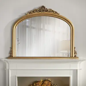 Overmantle Mirror Richmond Arched Shape with Antique Gold Frame-H 91cm x W 122cmx D 5cm For Hanging in the Living Room or Bedroom