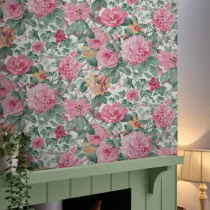 Laura Ashley Aveline Rose Pink Floral Smooth Wallpaper