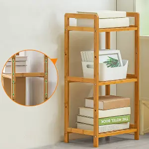 3 Tier Bamboo Wood Bookshelf Free Standing Bookcase Shelf for Bedroom Living Room Home Office 350mm(W)