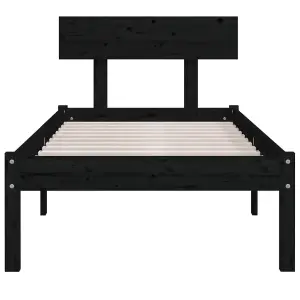 Berkfield Bed Frame Black Solid Wood Pine 100x200 cm