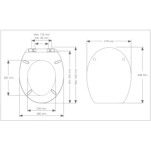 Cooke & Lewis Genoa Grey Standard Soft close Toilet seat