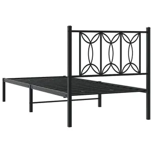 Berkfield Metal Bed Frame without Mattress with Headboard Black 90x190cm