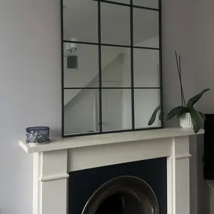 Rectangle Metal Window Panel Mirror Black / 90cm H x 60cm W