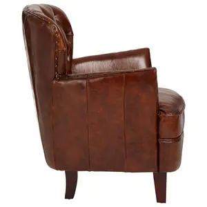 Victor Mocha Brown Button Back Armchair