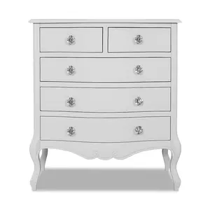 Juliette Champagne Shabby Chic 2 Over 3 Chest of Drawers with Crystal Handles