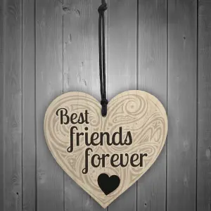 Red Ocean Friendship Best Friends Forever Sign Hanging Wooden Shabby Chic Love Heart Gift