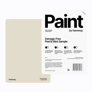 Hemway Chalk Paint Matt A5 Sample, Vanilla White, Peel & Stick Swatch For Interior Walls Wood