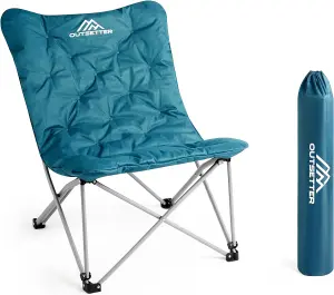 Butterfly Camping Folding Chair with Oversized Padded Moon Chair - Blue