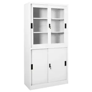 Berkfield Office Cabinet with Sliding Door White 90x40x180 cm Steel