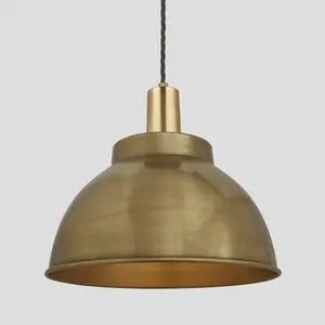 Industville Sleek Dome Pendant, 13 Inch, Brass, Brass Holder