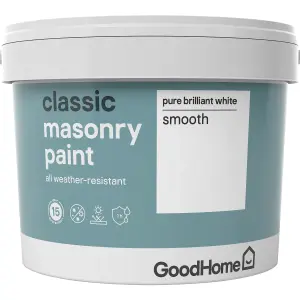 GoodHome Classic Pure brilliant white Smooth Matt Masonry paint, 10L