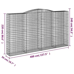 Berkfield Arched Gabion Basket 400x50x220/240 cm Galvanised Iron