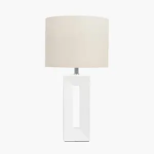 Block White Ceramic Tall Table Lamp