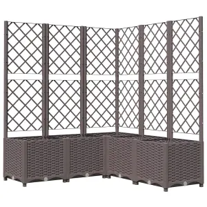 Berkfield Garden Planter with Trellis Brown 120x120x136 cm PP