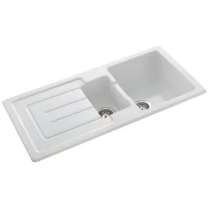 Rangemaster Austell White Ceramic 1.5 Bowl Sink 500mm x 1000mm