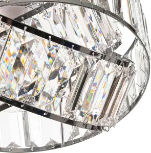 Modern Interwoven Rings pendant Chrome Light Shade with Clear Acrylic Crystals 19cm x 29cm