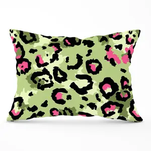 Green And Pink Leopard Print Cushions 33cm x 48cm